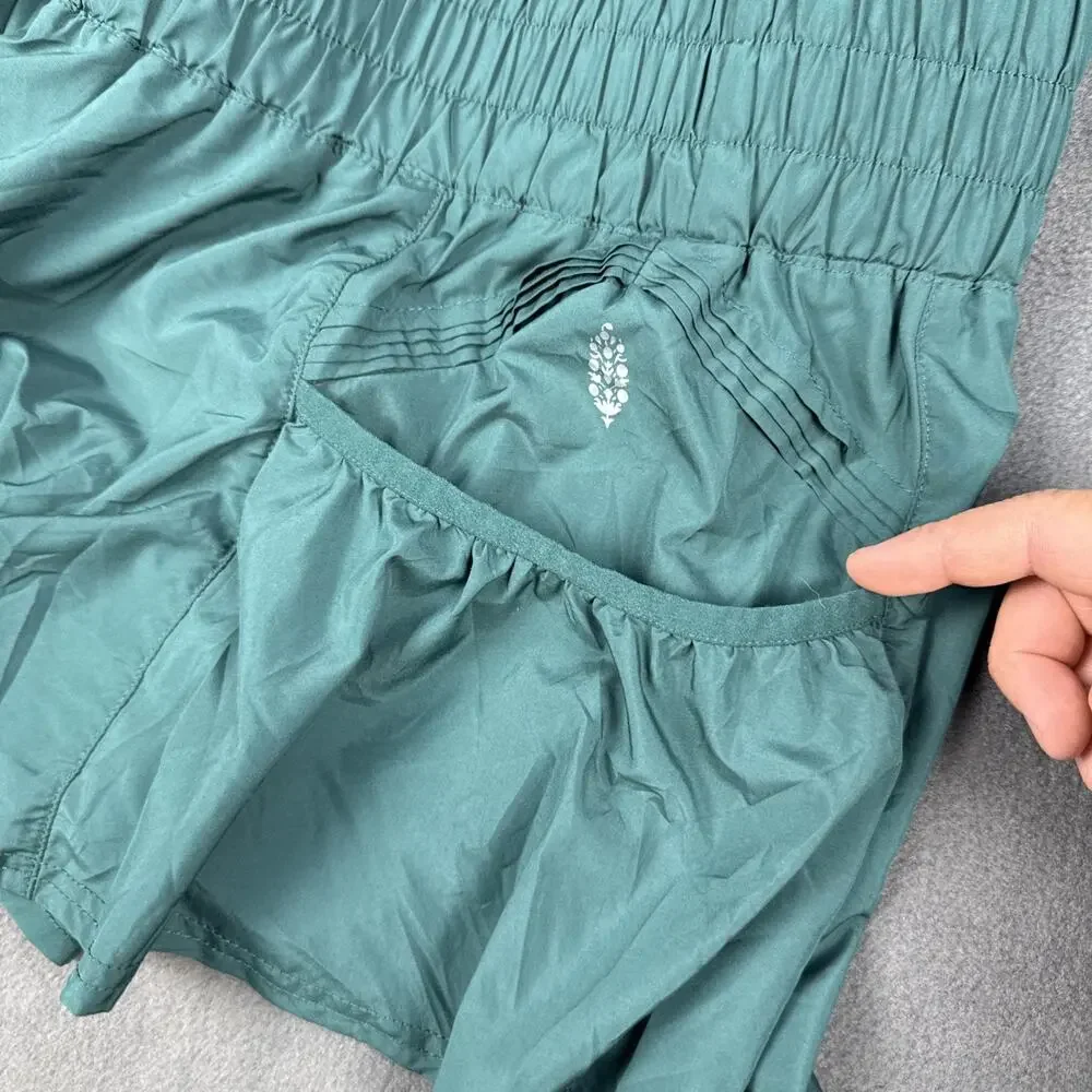 Free People Movement Shorts Womens XL Green Lined Get Your Flirt On High Rise